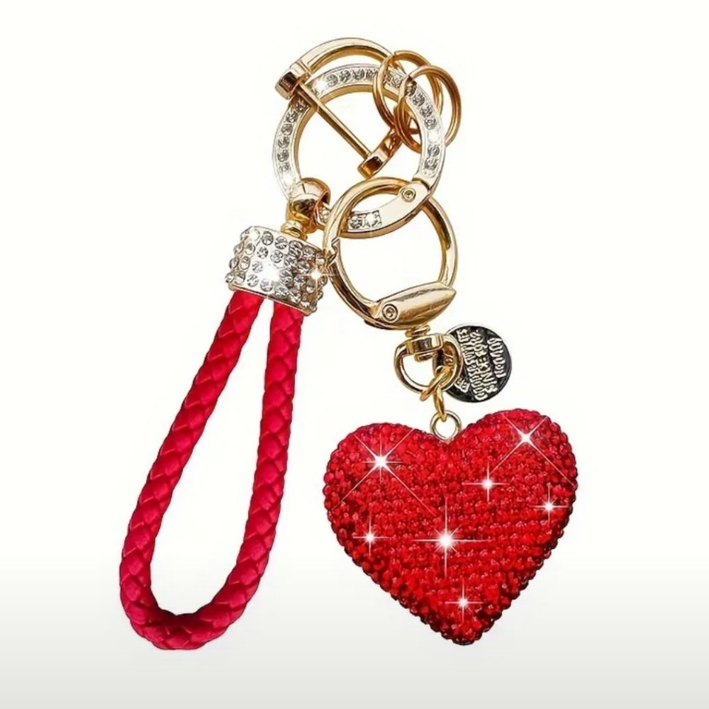 Red Heart Keychain with Gold Accent NWT
